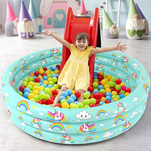Jasonwell Inflatable Baby Kiddie Pool - Donuts Kids Paddling Pool Toddler Baby Swimming Pool Blow Up Ball Pit Pool Infant Wading Pool for Backyard (59in Unicorn)