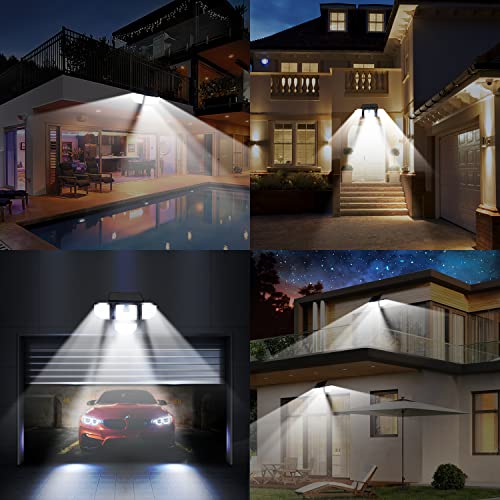 DAYBETTER Solar Powered Lights Outdoor - Motion Sensor Security Light with 4 Head 3 Modes Wall Floodlights IP65 Waterproof LED Flood Light for Outside Patio Garden Yard (2 Packs)