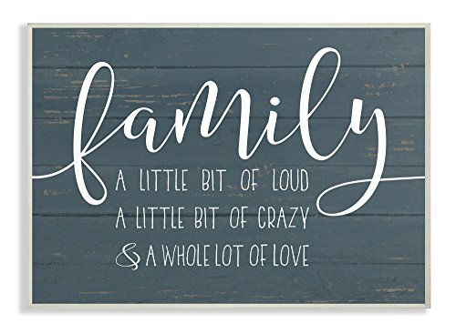 Stupell Industries Family Loud Crazy Love, Design by Lettered and Lined Wall Art, 13 x 19, Blue