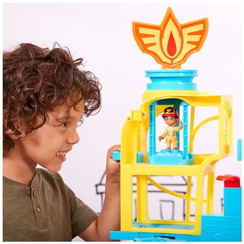 Disney Junior Firebuds HQ Playset with Lights, Sounds, Fire Truck Toy, Action Figure and Vehicle Launcher, Kids Toys for Boys and Girls Ages 3 and Up