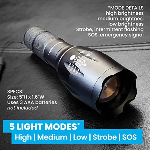 Bell+Howell Taclight Tactical Flashlights High Lumens, 3 Pack Zoomable Waterproof Flashlight, LED Flashlight, Small Heavy Duty Flashlight for Emergencies Camping Flashlight, Ultra Bright As Seen on TV