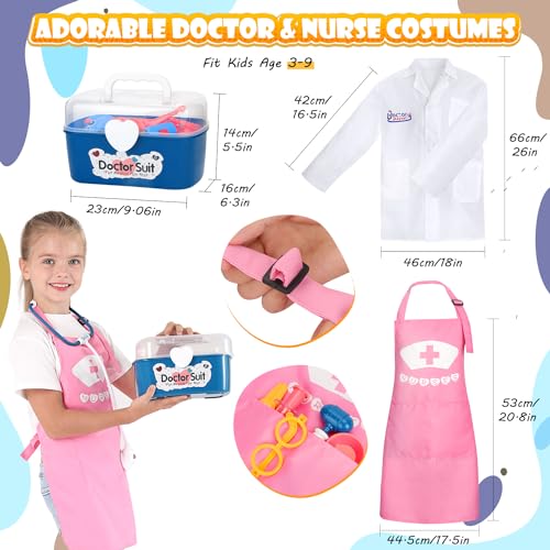Hapgo Doctor Kit for Toddlers 3-5: Pretend Play Doctor Kit for Kids with Doctor and Nurse Costume, Doctor and Dentist Play Set, Toys Gifts for Kids Toddlers Ages 3 4 5 6 Year Old for Role Play