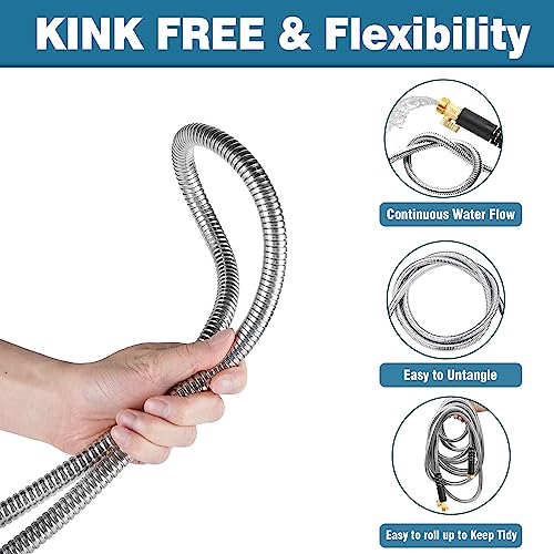 Garden Hose 100 ft Metal - Stainless Steel Water Hose Flexible Garden Hose Lighweight Metal Hose No Kink Water Pipe