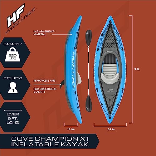 Bestway Hydro Force Inflatable Kayak Set | Includes Seat, Paddle, Hand Pump, Storage Carry Bag | Great for Adults, Kids and Families
