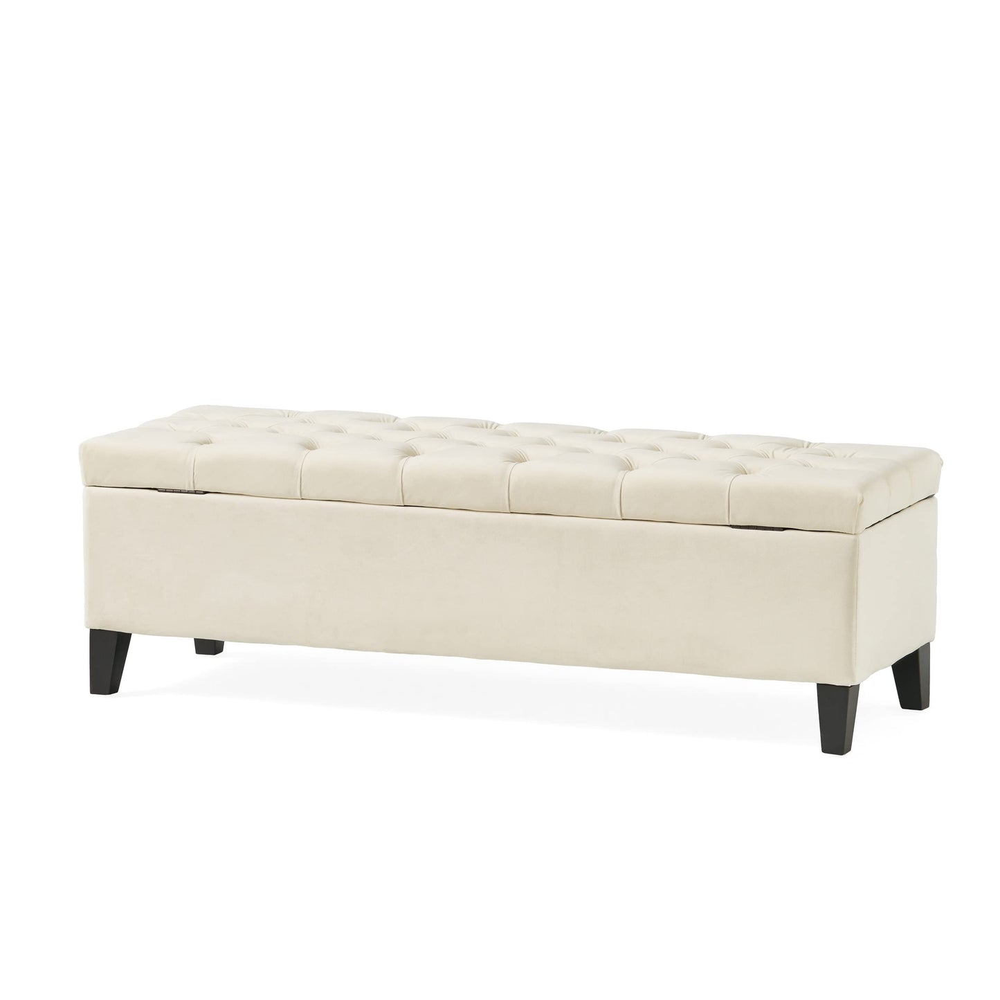 Christopher Knight Home Ottilie Velvet Storage Ottoman, Ivory 17.5”D x 51.0”W x 17.00”H
