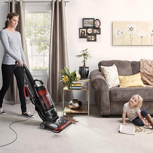 Hoover WindTunnel 3 High Performance Pet Bagless Corded Upright Vacuum Cleaner, UH72630, Red
