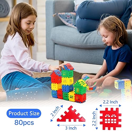 hirebird Building Blocks 80-pcs Children's Building Blocks - Interlocking Building Blocks for Toddlers and Children - Fun and Educational Toys for Skill Development Building Sets