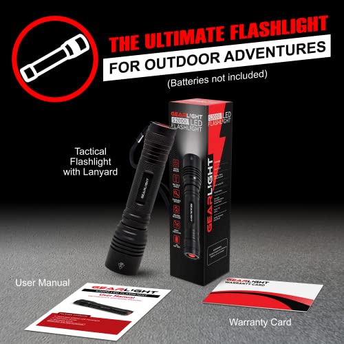 GearLight S2000 LED Flashlight Father's Day Gifts for Dad - Super Bright, Powerful, Mid-Size Tactical Flashlights with High Lumens for Outdoor Activity & Emergency Use, Gift for Him