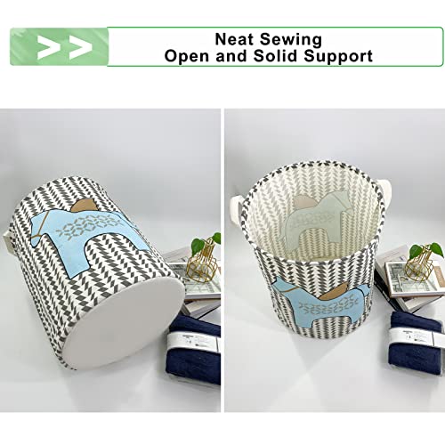 Mziart Kids Laundry Basket, Collapsible Laundry Hamper Toy Storage Basket Baby Nursery Hamper Fabric Storage Bin Gift Basket for Boys and Girls Bedroom Bathroom (Cute Wheat Horse)