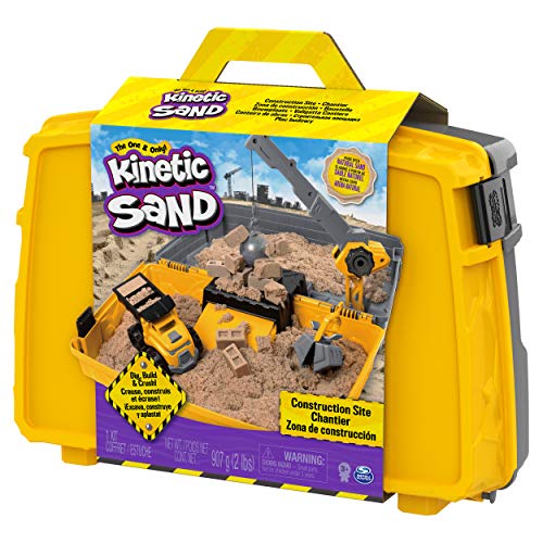 Kinetic Sand, Construction Site Folding Sandbox with Toy Truck and 2lbs of Play Sand, Sensory Toys for Kids Ages 3 and up