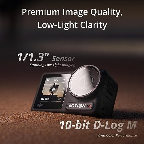 DJI Osmo Action 4 Standard Combo - 4K/120fps Waterproof Action Camera with a 1/1.3-Inch Sensor, Stunning Low-Light Imaging, 10-bit & D-Log M Color Performance, Long-Lasting 160 Mins, Outdoor Camera