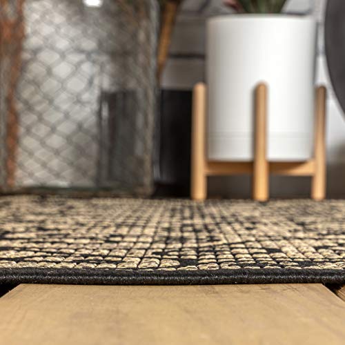JONATHAN Y Madrid Vintage Filigree Textured Weave Indoor/Outdoor Black/Khaki 8 ft. x 10 ft. Area-Rug, Classic,Easy-Cleaning,HighTraffic,LivingRoom,Backyard, Non Shedding, SMB107A-8