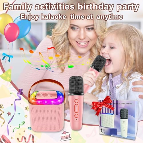 Mini Karaoke Machine for Kids - Portable Bluetooth Speaker, with 1 Wireless Microphone for Party Kids Birthday Gift, Suitable for 4 5 6 7 8 9 10 Years Old and Above Girls Birthday Gift