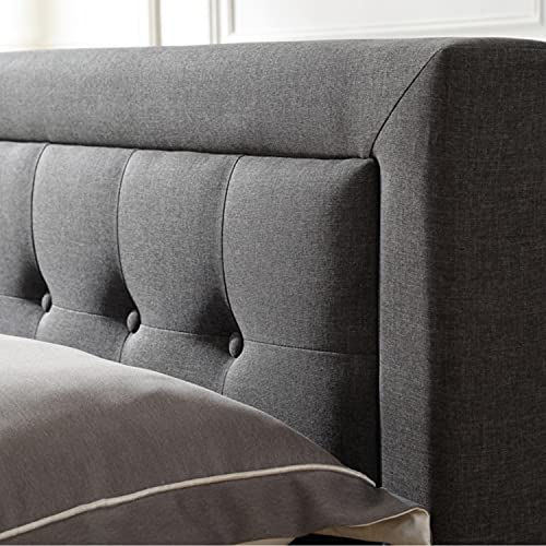 Classic Brands Mornington Upholstered Platform Bed | Headboard and Metal Frame with Wood Slat Support, Full, Grey