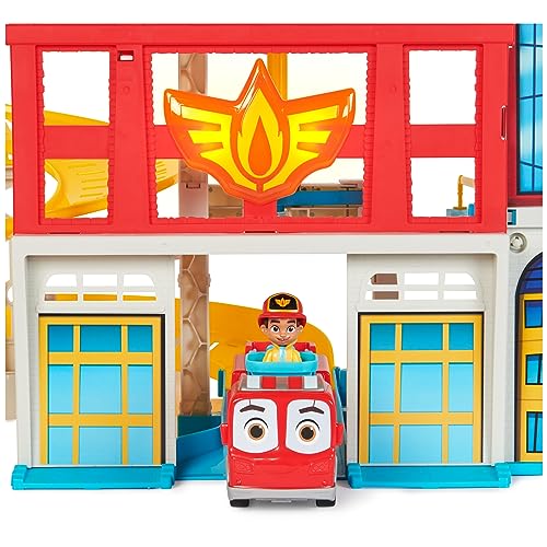 Disney Junior Firebuds HQ Playset with Lights, Sounds, Fire Truck Toy, Action Figure and Vehicle Launcher, Kids Toys for Boys and Girls Ages 3 and Up