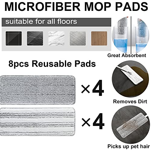 JOYMOOP Mop and Bucket with Wringer Set, Flat Squeeze Mop Flat Head Mop,Dust Mops for Wall Cleaner with Long Handle,Wet and Dry Use Microfiber Mops for Floor Cleaning