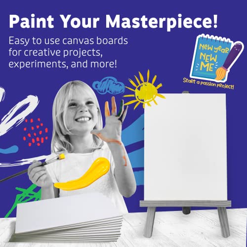Artlicious Canvases for Painting - Pack of 12, 8 x 10 Inch Blank White Canvas Boards - 100% Cotton Art Panels for Oil, Acrylic & Watercolor Paint