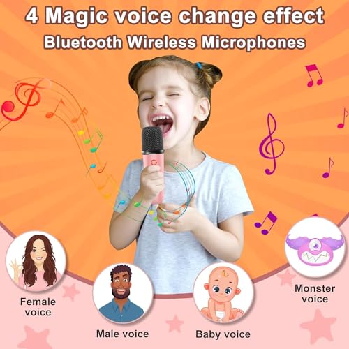 Mini Karaoke Machine for Kids - Portable Bluetooth Speaker, with 1 Wireless Microphone for Party Kids Birthday Gift, Suitable for 4 5 6 7 8 9 10 Years Old and Above Girls Birthday Gift