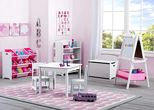 Delta Children MySize Kids Double-Sided Storage Easel -Ideal for Arts & Crafts, Homeschooling and More,- Greenguard Gold Certified, Bianca White