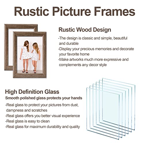 4x6 Picture Frames Rustic with High Definition Glass, Distressed Farmhouse Picture Frame for Wall or Tabletop Display, Photo Frames, Set of 6