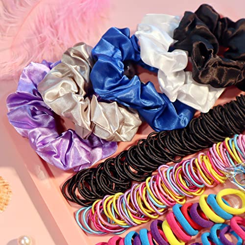 YANRONG Ponytail Holders and Scrunchies For Girls and Women, Traceless Elastic Ropes and Rubber Bands For Hair, Baby and Kids (2155PCS) Mix