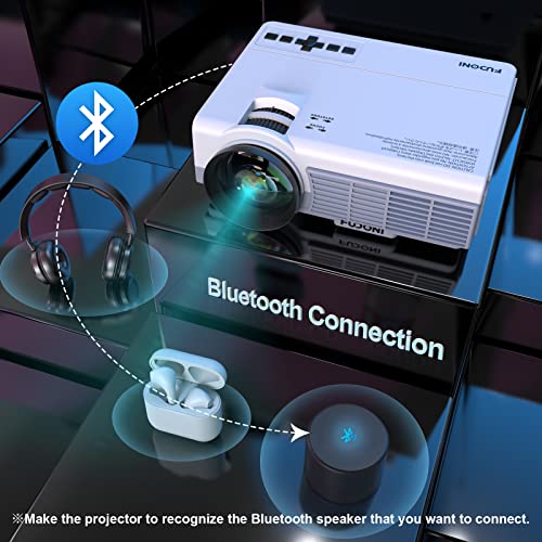 Projector with WiFi and Bluetooth, 5G WiFi Native 1080P 10000L 4K Supported, FUDONI Portable Outdoor Projector with Screen for Home Theater, Compatible with HDMI/USB/PC/TV Box/iOS and Android Phone
