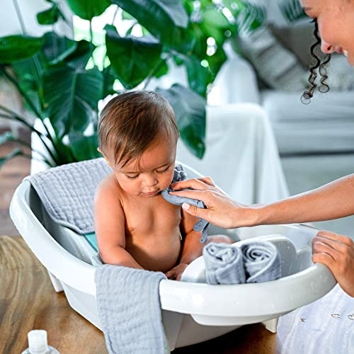 Baby Washcloths, Muslin Cotton Baby Towels, Large 10”x10” Wash Cloths Soft on Sensitive Skin, Absorbent for Boys & Girls, Newborn Baby & Toddlers Essentials Shower Registry Gift (Slate, Pack of 10)