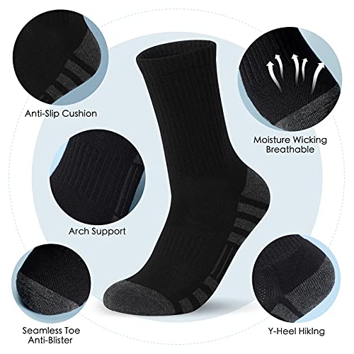 Airacker Athletic Socks Sport Running Calf Socks Performance Cushioned Breathable Crew Socks for Men Women(6 Pairs)