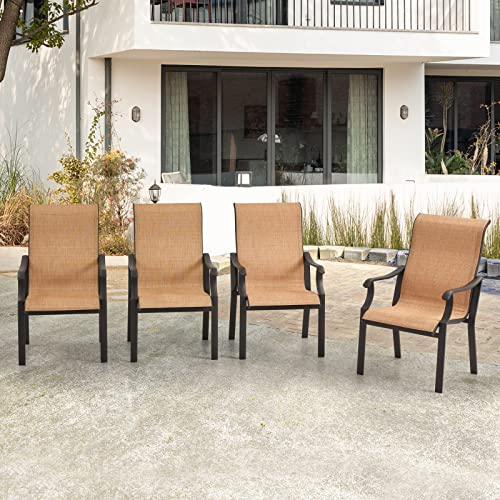 Erinnyees 4 PCS Outdoor Textilene Dining Chairs, Coated Metal Frame Textilene Chair with High Back and Armrest for Patio, Deck, Yard and Poolside…