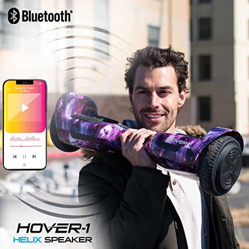 Hover-1 Helix Electric Hoverboard | 7MPH Top Speed, 4 Mile Range, 6HR Full-Charge, Built-In Bluetooth Speaker, Rider Modes: Beginner to Expert, Black
