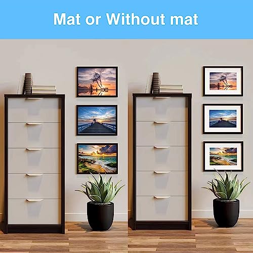 Framenow 8x10 Picture Frame Set of 12, Display 5x7 with Mat or 8x10 Without Mat, Horizontal or Vertical Display,To Wall and Tabletop Mounting Photo Frames,Black.