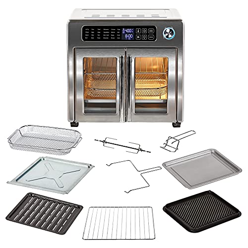 Emeril Lagasse 26 QT Extra Large Air Fryer, Convection Toaster Oven with French Doors, Stainless Steel
