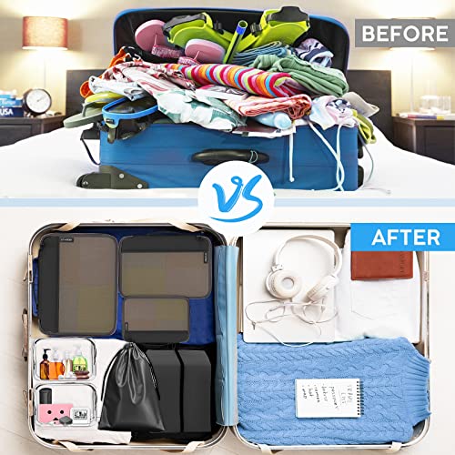 Packing Cubes for Suitcases, 8 set travel cube Luggage Organizers with 2 Toiletry Bags & Shoe Bag