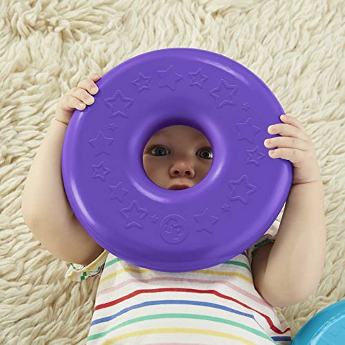 Fisher-Price Toddler Toy Giant Rock-A-Stack, 6 Stacking Rings with Roly-Poly Base for Ages 1+ Years, 14+ Inches Tall