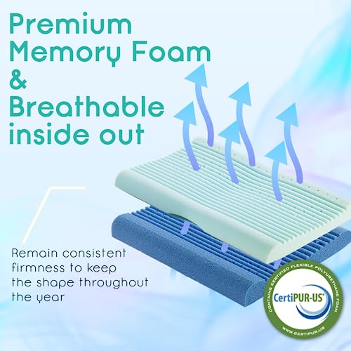ZEO-SLEEP Hybrid Memory Foam Pillow Adjustable, Antistress Down Alternative Bed Pillows for Back Stomach Side Sleepers Neck Contour Cervical Orthopedic Pillow