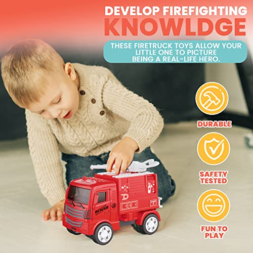 KIDSTHRILL Small Fire Trucks for Boys and Girls, Four Different Kinds of fire Truck Toys for 3 4 5 6 7 Year Old Boys and Girls