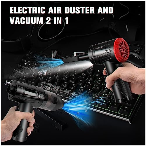 Cudmor 2 in 1 Cordless Electric Air Duster and Vacuum - Powerful 100000RPM, No Canned Air Needed, Reusable Alternative, Ideal for Computer, PC, Keyboard 8000mAh Battery