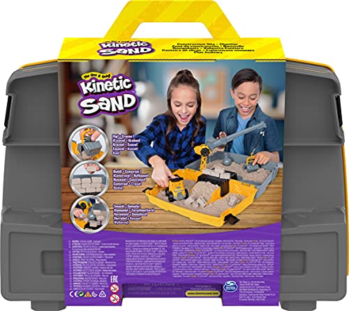 Kinetic Sand, Construction Site Folding Sandbox with Toy Truck and 2lbs of Play Sand, Sensory Toys for Kids Ages 3 and up