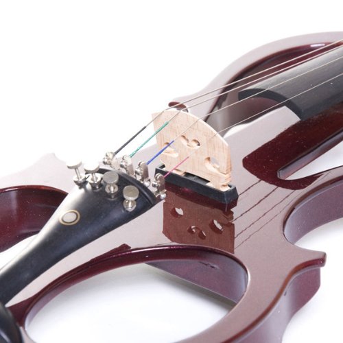 Cecilio CEVN-1NA Style 1 Silent Electric Solid Wood Violin with Ebony Fittings in Metallic Red Mahogany, Size 3/4