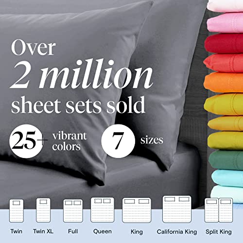 LuxClub 6 PC Sheet Set Bamboo Sheets Deep Pockets 18" Eco Friendly Wrinkle Free Sheets Machine Washable Hotel Bedding Silky Soft - Light Grey Full