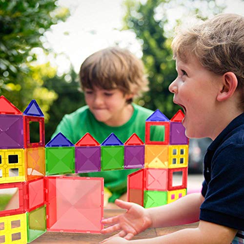 Desire Deluxe Magnetic Tiles Blocks Building Set for Kids – Learning Educational Toys for Boys Girls for Age 3-8 Year-Old – Birthday Present Gift (57PC)