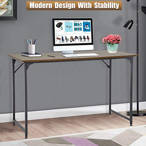 Computer Desk Home Office Desk 48”W x 24”D Gaming Desk Corner Writing Black Large Student Art Modren Simple Style PC Wood and Metal Desk Workstation for Small Space,Vintage