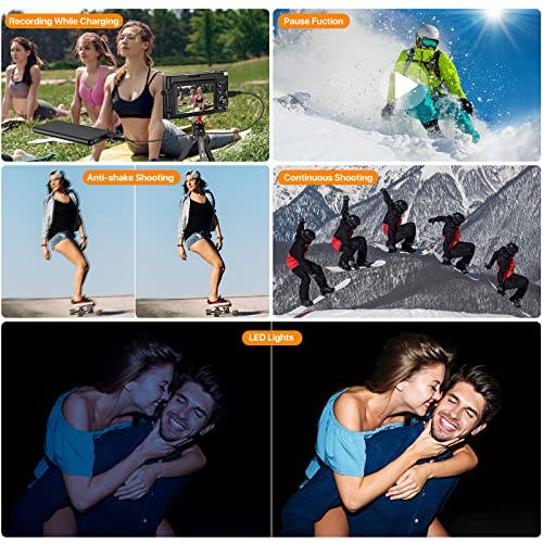 IWEUKJLO 4K Digital Camera for Photography and Video Autofocus 16X Digital Zoom, 48MP Vlogging Camera with 32GB SD Card, 3'' 180° Flip Screen Compact Camera for Travel,2 Batteries Charger Stand