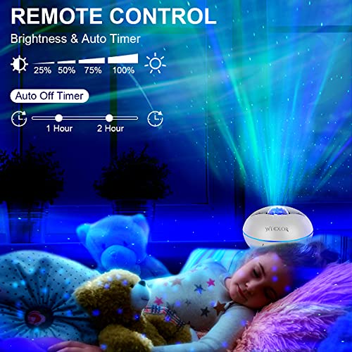 Star Porjector Night Light Galaxy Northern Lighting Lamp with Bluetooth Music Speaker Remote Control Aurora Sky Ambiance for Kids Bedroom Patry Home Decor (White)