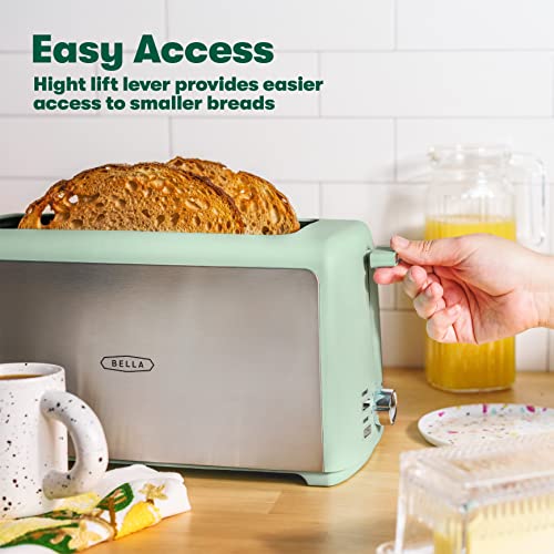 BELLA 4 Slice Long Slot Toaster, Stainless Steel and Sage