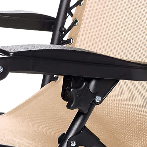Amazon Basics Outdoor Textilene Adjustable Zero Gravity Folding Reclining Lounge Chair with Pillow, 26", Beige