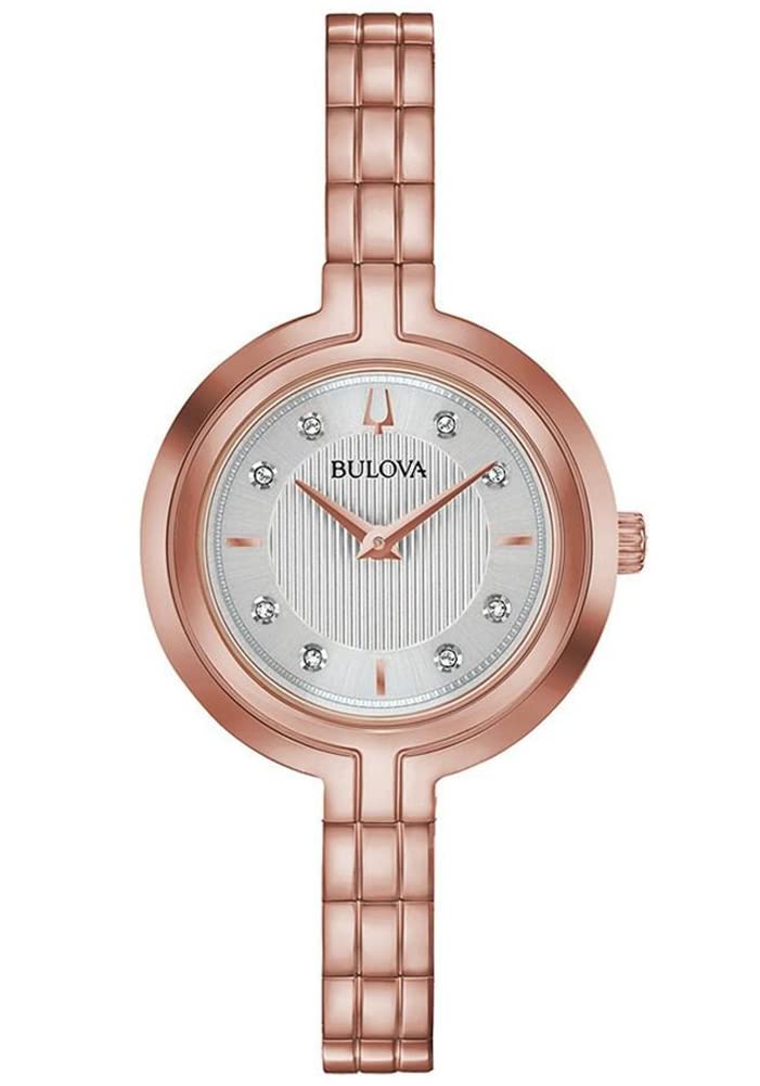 Bulova RhapsodyQuartz Ladies Watch, Stainless Steel Diamond , Rose Gold-Tone (Model: 97P145)