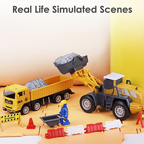 iPlay, iLearn Construction Site Vehicles Toy Set, Kids Engineering Playset, Tractor, Digger, Crane, Dump Trucks, Excavator, Cement, Steamroller, Birthday Gift for 3 4 5 Year Old Toddlers Boys Children