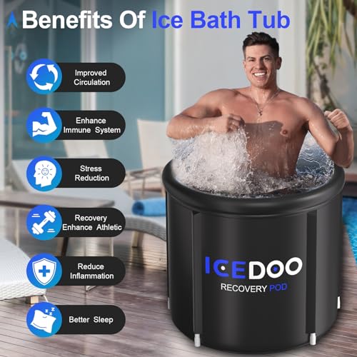 Susbie Portable 119 Gal Large Ice BathTub for Athletes,Multiple Layered Inflatable Cold Plunge Tub for Outdoor,Ice Plunge Tub for Indoor, Gyms and Cold Water Therapy Training