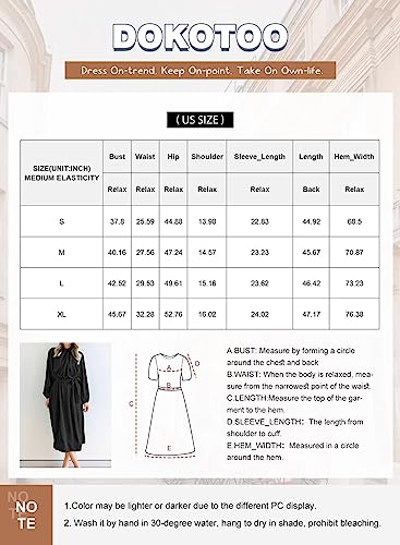 Dokotoo Women's Mock Neck Lantern Long Sleeve A Line Swing Flared Cocktail Party Midi Dress with Belt Apricot Medium